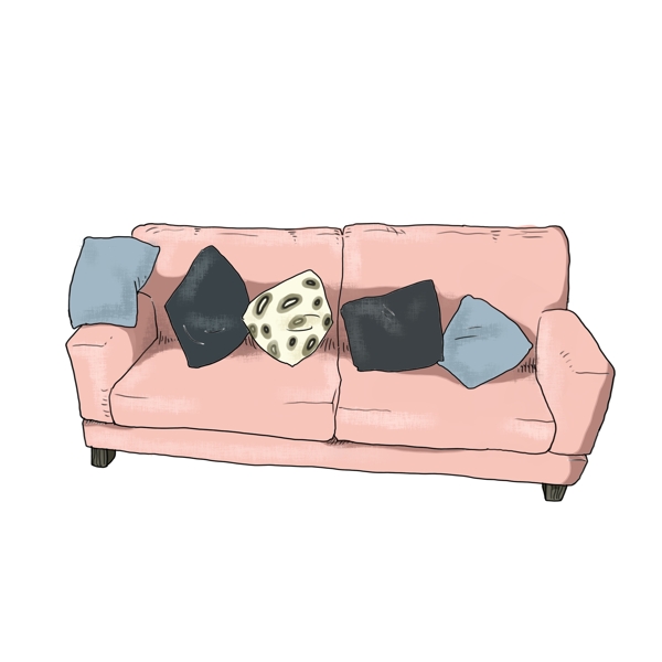 手绘粉色沙发插画