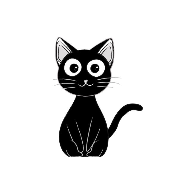 卡通手绘可爱黑色小猫简笔画图片