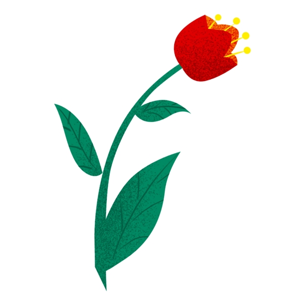 绿色植物红色花朵卡通