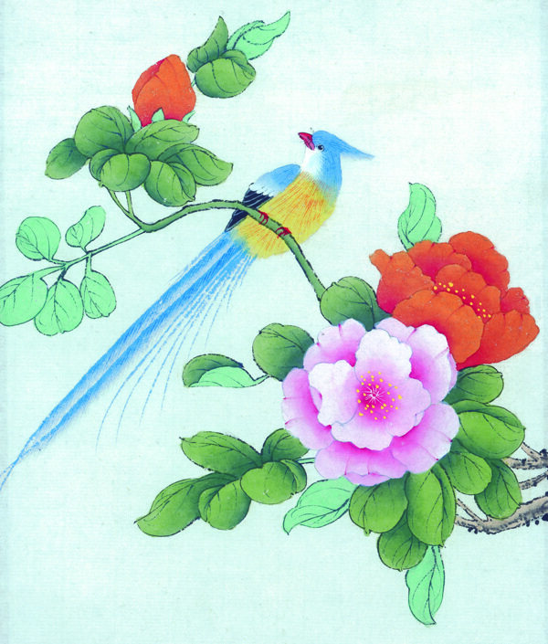 中国风花喜鹊牡丹桃花芍药小鸟中华艺术绘画