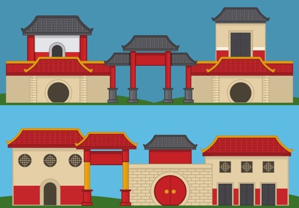 中国古典建筑矢量素材