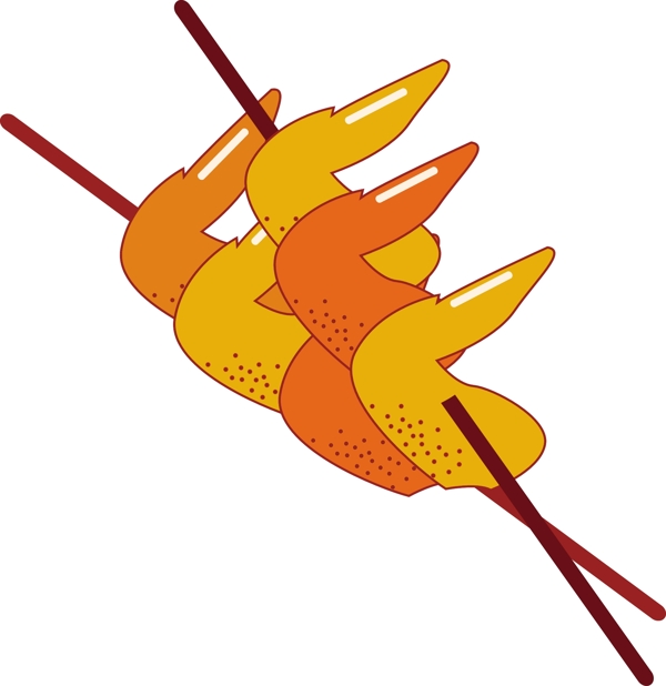 两串美味烤鸡翅插画