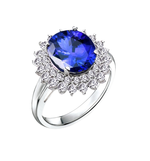 坦桑石蓝宝石戒指钻石