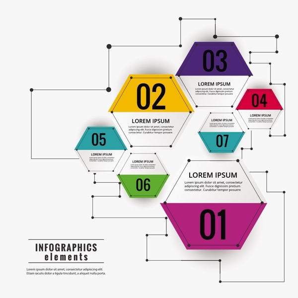 彩色的六边形图表图