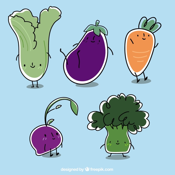 手绘可爱的蔬菜元素