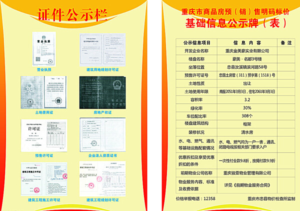 重庆房地产公示栏图片