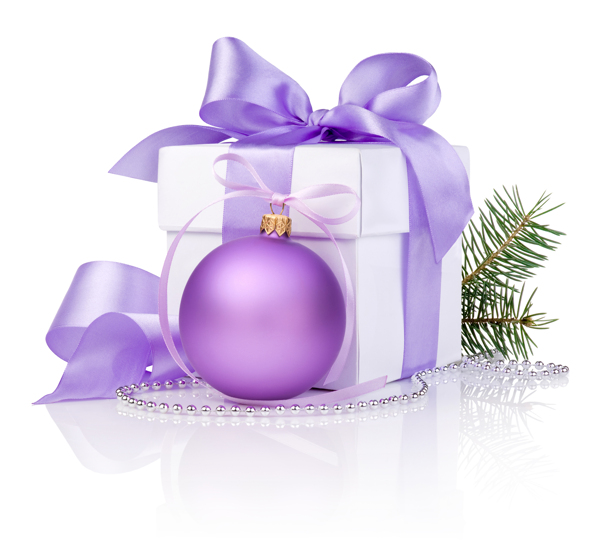 紫色吊球与礼物图片