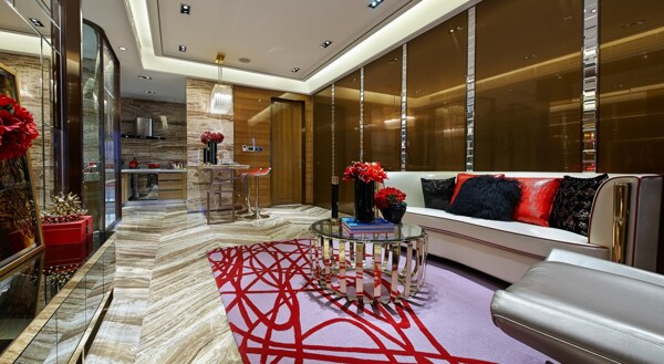 客厅线条地毯现代欧式效果图