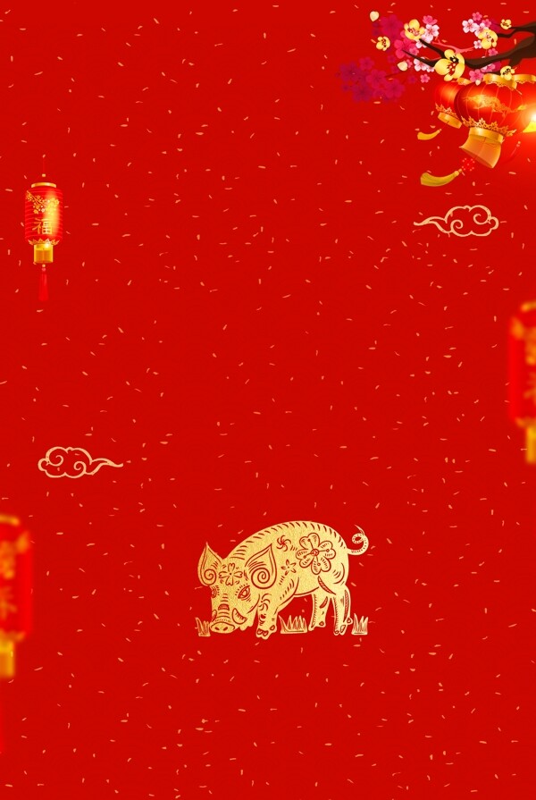 2019金猪春节海报背景素材