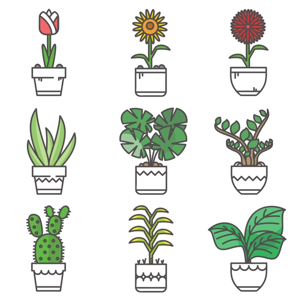 9款植物盆栽icon素材