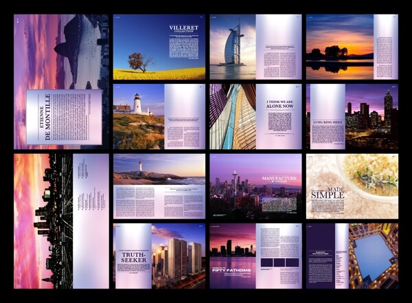 紫色高贵外国旅游酒店宣传画册