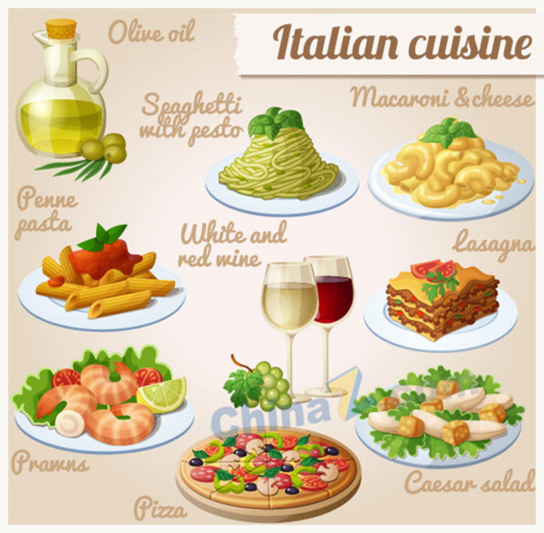 意大利食物矢量设计