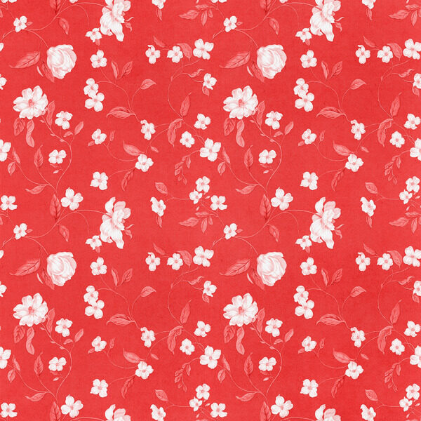 红底白山茶花纹墙纸图片