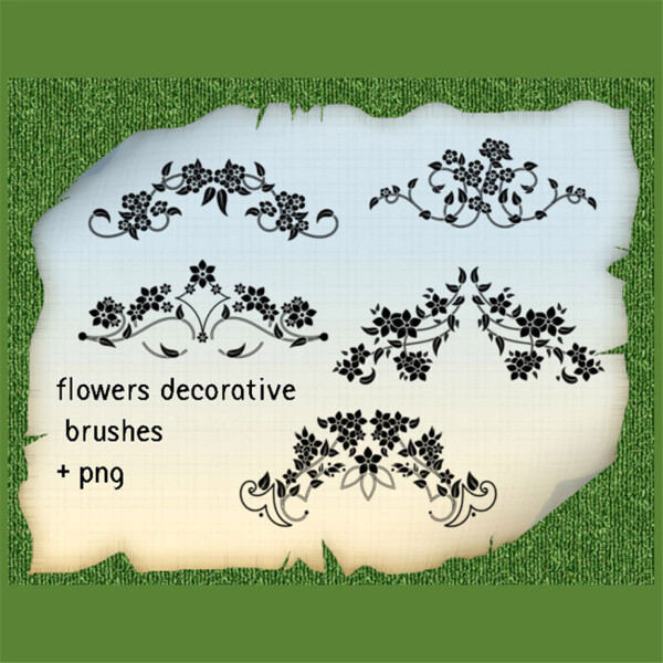 5种漂亮的优雅艺术植物花纹图案PS笔刷素材下载