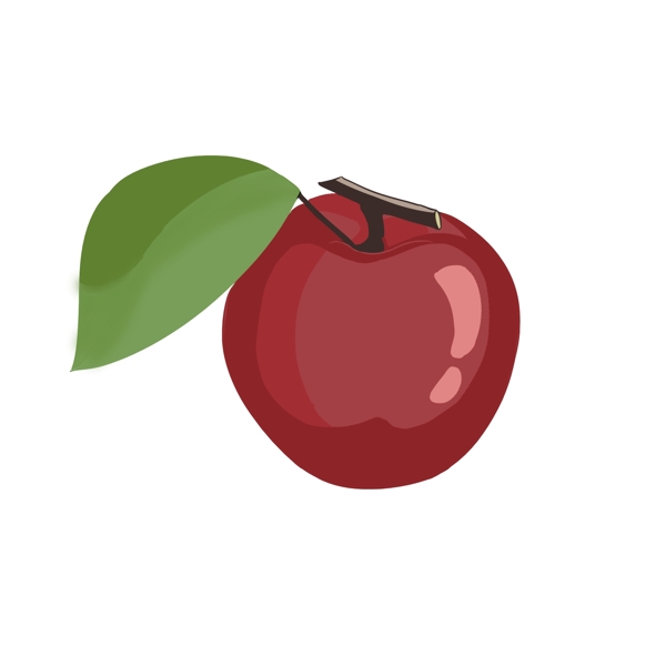水彩手绘水果红色苹果风格