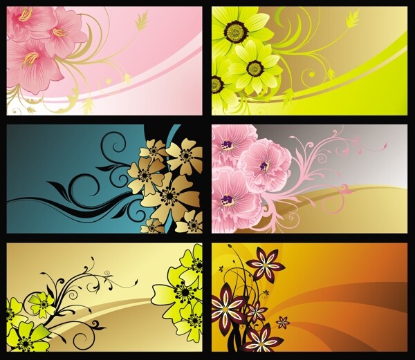 古典花纹花朵展板名片卡片图片