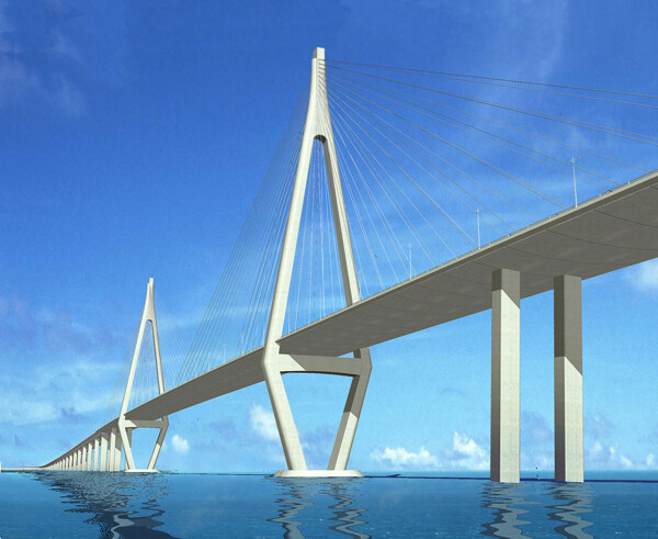 杭州湾垮海大桥北航道钻石型双塔图片