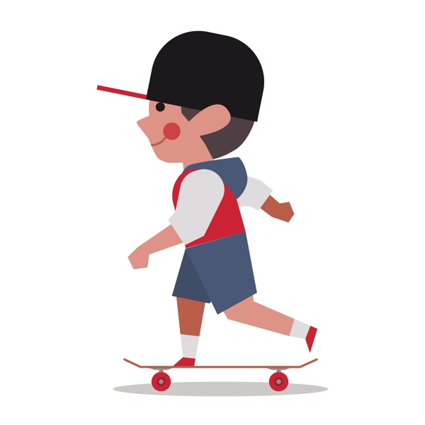 玩滑板的男孩矢量素材