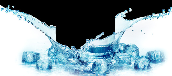 蓝色冰块纯净水PNG元素