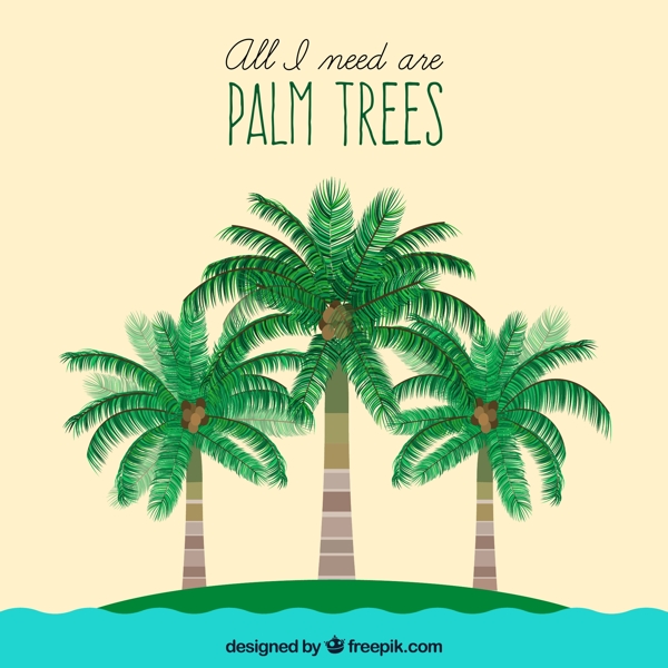 创意岛屿上的3棵棕榈树矢量素材