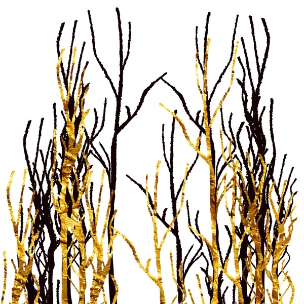 金箔树枝装饰元素图片