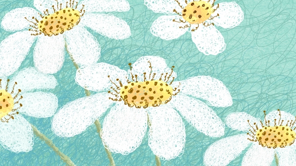 彩绘白色花朵背景素材