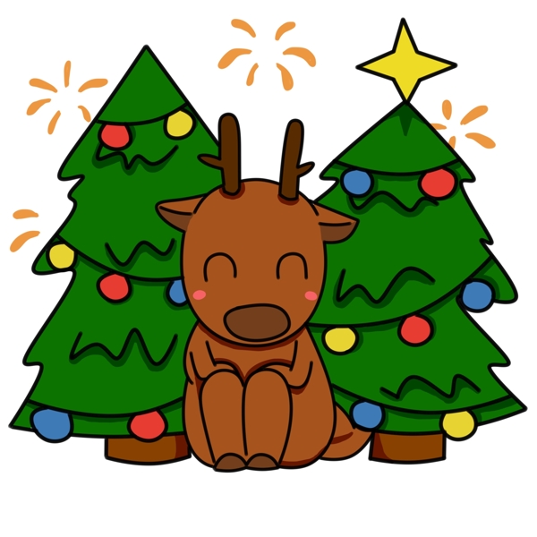 可爱卡通清新圣诞节麋鹿可商用元素