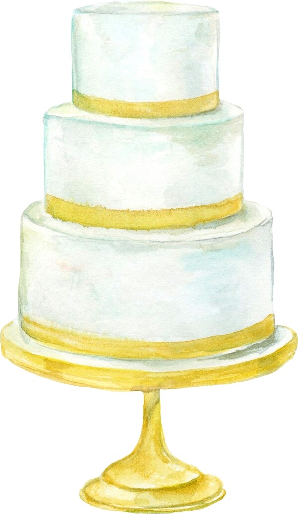 卡通水彩手绘小清新生日婚礼蛋糕