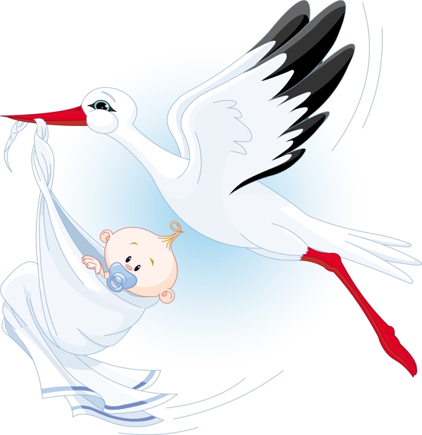 鹤飞着一个可爱的宝宝图案背景
