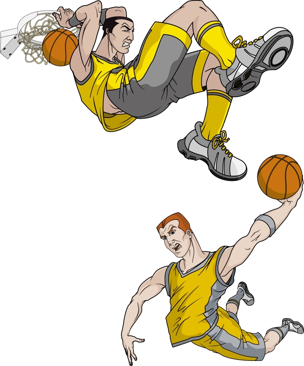 漫画篮球人物矢量素材