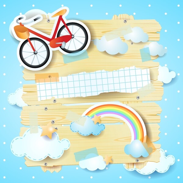 单车和彩虹剪贴画图片