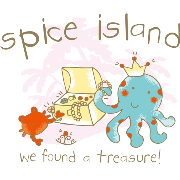 印花矢量图婴童卡通动物章鱼螃蟹免费素材
