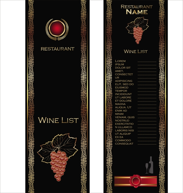 酒吧红酒葡萄酒菜单标签图片