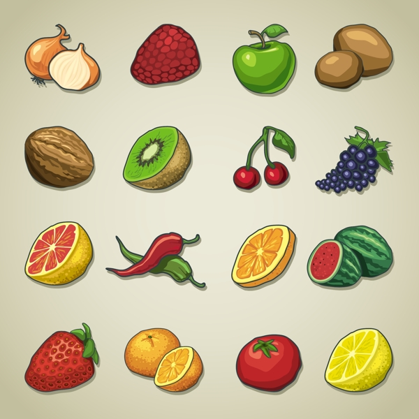 水果彩色卡通icon
