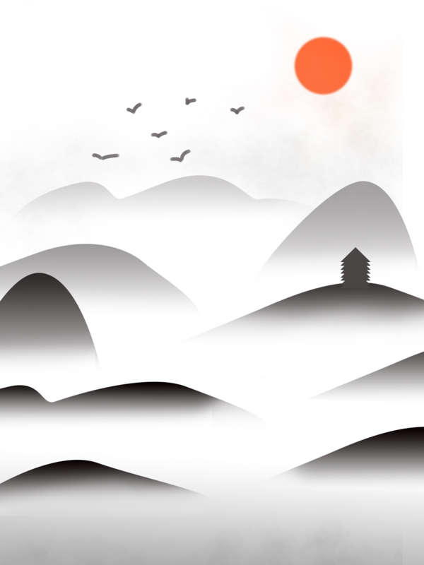 全原创中国风山水水墨手绘背景