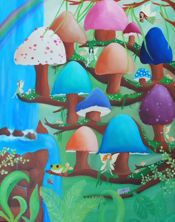 蘑菇水彩画图片