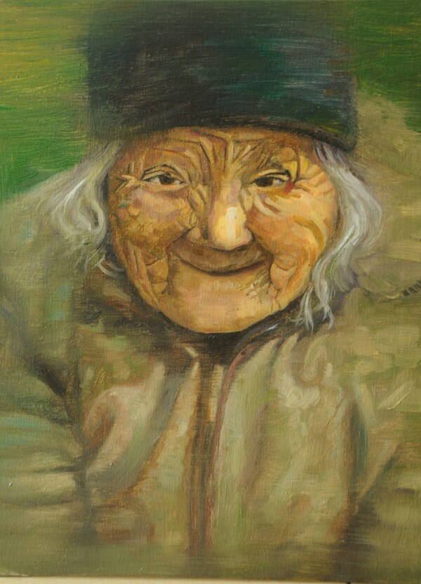 老人肖像油画图片