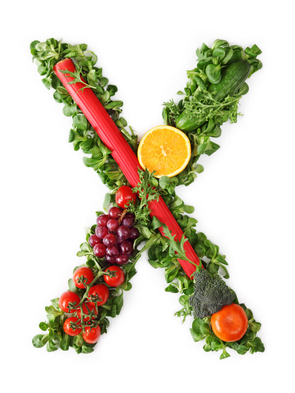蔬菜水果组成的字母X