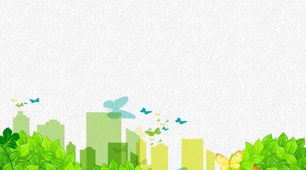 清新风手绘绿色城市插画背景