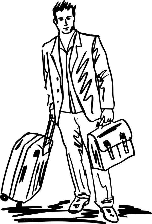 一个成功的年轻商人旅行袋插画矢量图