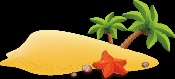 椰子树沙滩海王星png元素