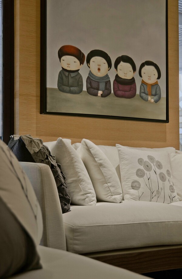 现代简约客厅沙发卡通装饰画效果图