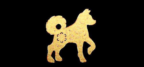 金色剪纸狗狗装饰素材