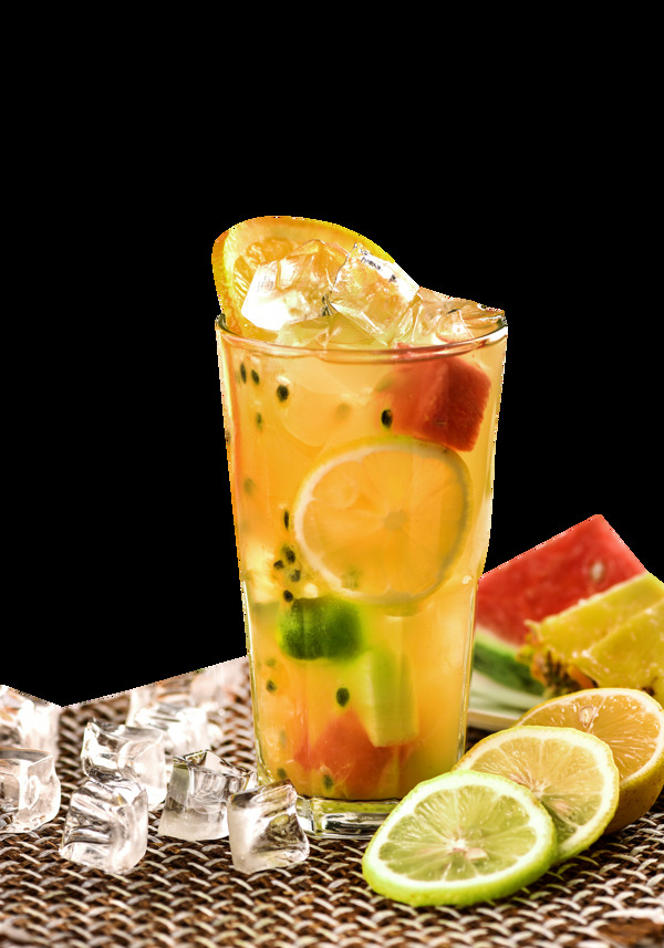 水果饮料饮品冰块夏季素材