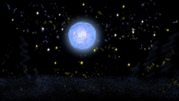 黑色夜空中的明亮的月亮卡通背景