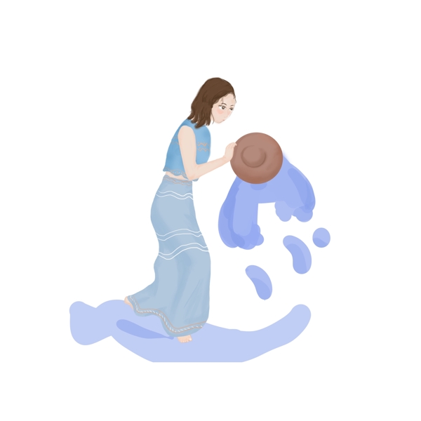 泼水节泼水的女孩手绘人物设计