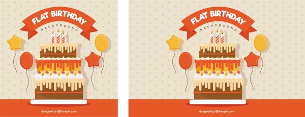 带蛋糕和气球的生日背景