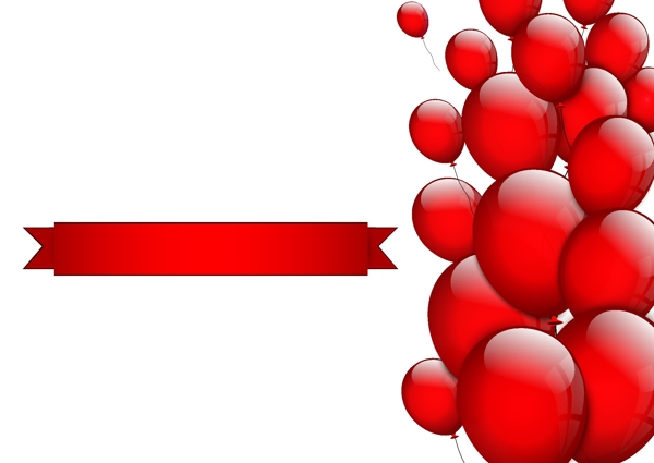 红丝带红气球的矢量插图