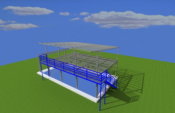 彩钢房平台骨架效果图图片