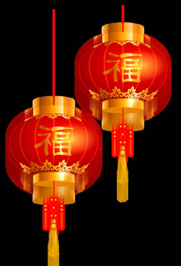 中国风福字灯笼元素